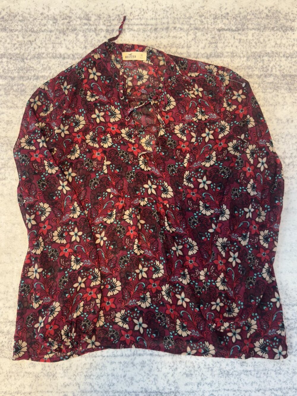 NWT Hollister Floral Lace-Up Blouse - Size XS